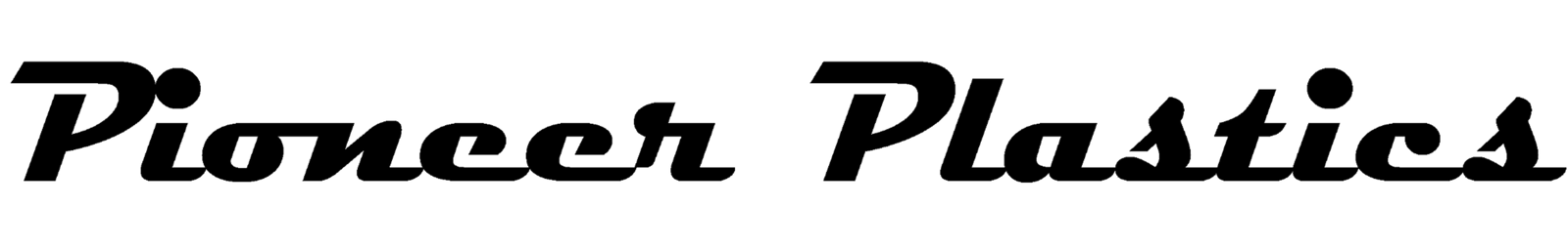 Original black Pioneer Plastics logo on a white background