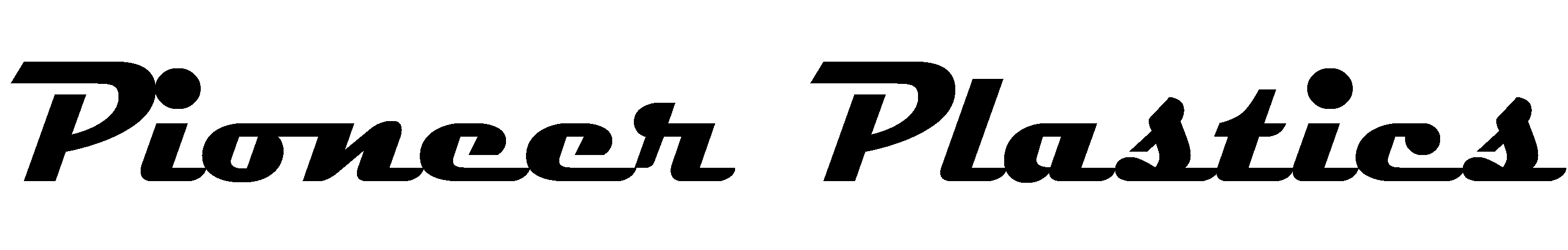 Original black Pioneer Plastics logo on a transparent background
